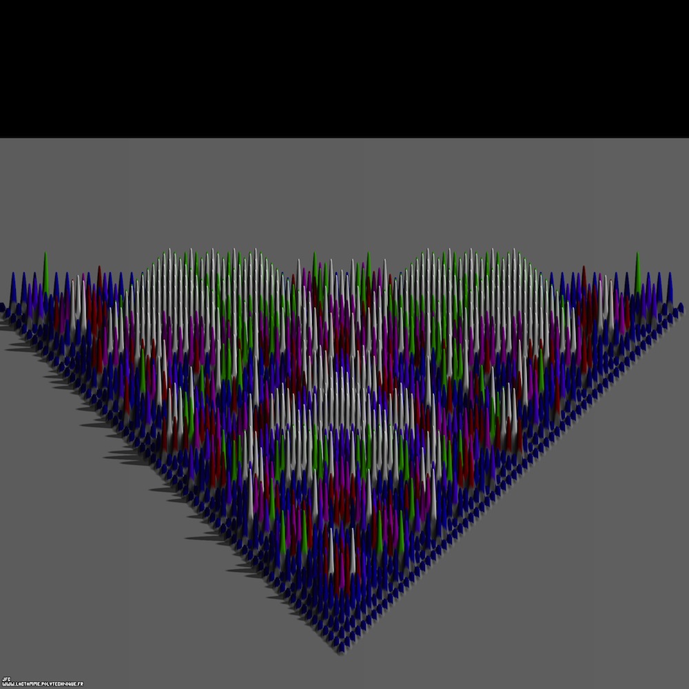 Les 64 premières lignes du triangle de Pascal, par J.-F. Colonna.