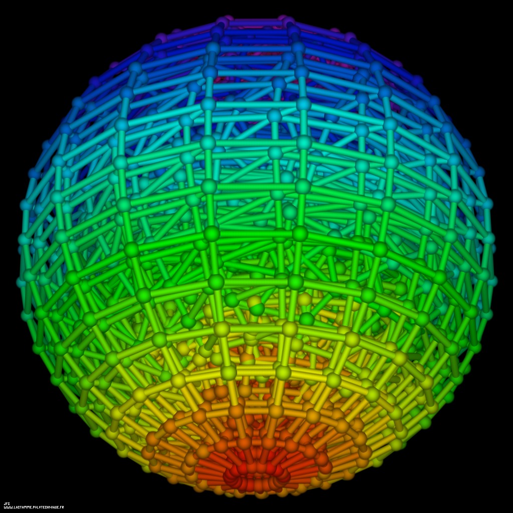Quadrangulation aléatoire du volume d’une sphère -18x18x18-, par Jean-François Colonna.
