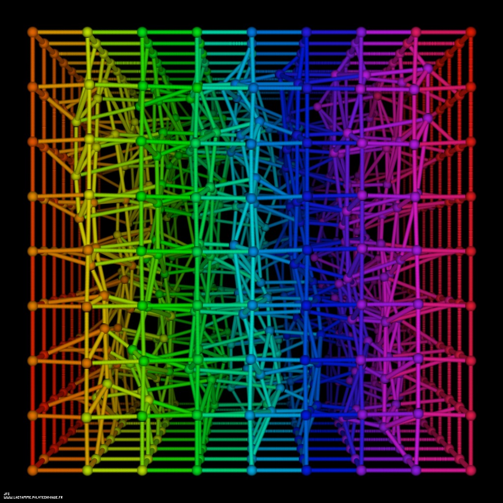 Quadrangulation aléatoire d’un cube -8x8x8-, par Jean-François Colonna