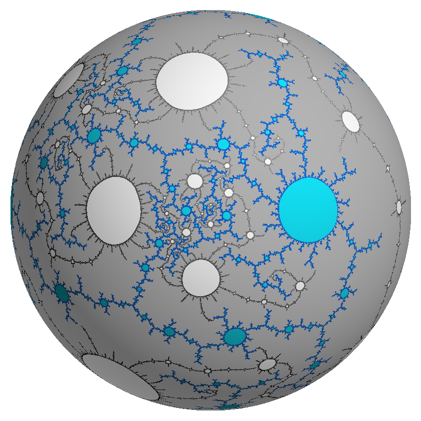 Accouplement de polynômes sur la sphère de Riemann, par Arnaud Chéritat.